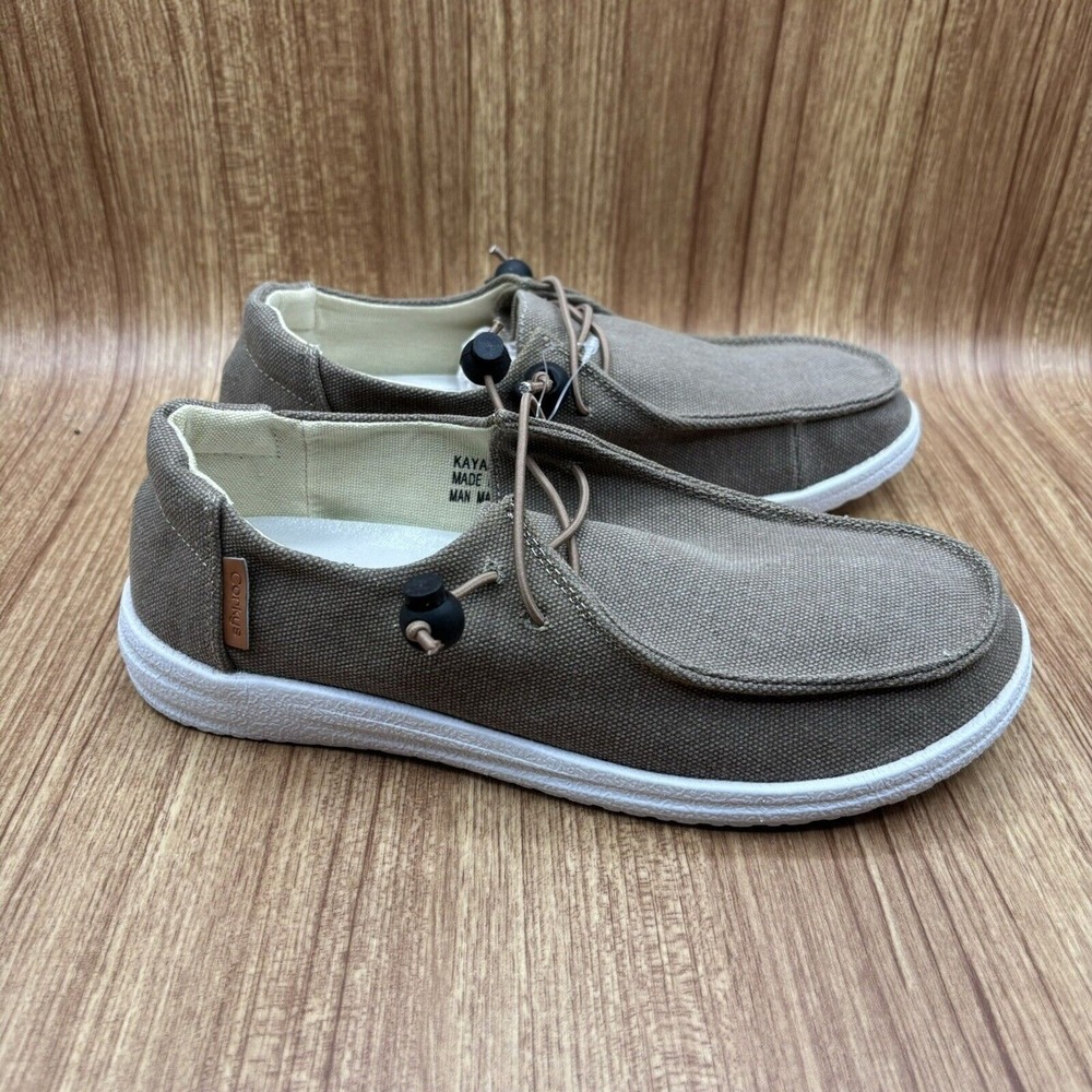 Corkys Kayak Boat Shoes Womens 8 Taupe Brown Canvas Bungee Lace Slip‎ On NEW